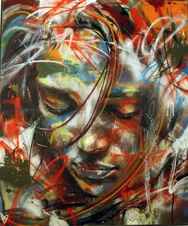 A visual artist with patrons